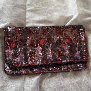 BCBG Sequin Fold-Over Clutch Bag in Multi-Color
